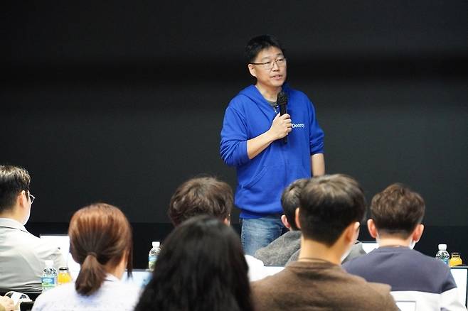 백창열 NHN두레이 대표가 28일 경기 성남시 NHN플레이뮤지엄에서 기자 간담회를 하고 있다. 사진 제공=NHN