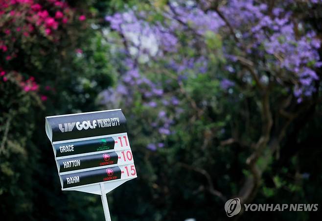 LIV골프 대회장의 스코어보드 [로이터=연합뉴스. 자료사진]