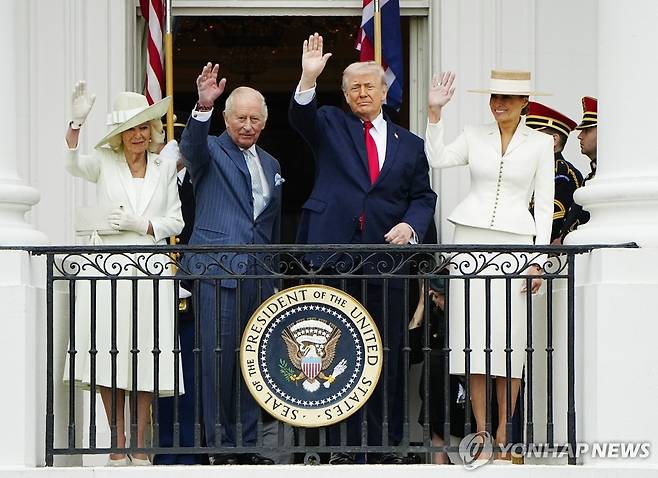찰스 3세 영국 국왕 부부와 트럼프 대통령 부부 [UPI=연합뉴스 자료사진. 재판매 및 DB 금지]