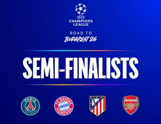 2025-2026 UEFA 챔피언스리그(UCL) 경기 일정 종료, 챔스 4강 대진표, UEFA