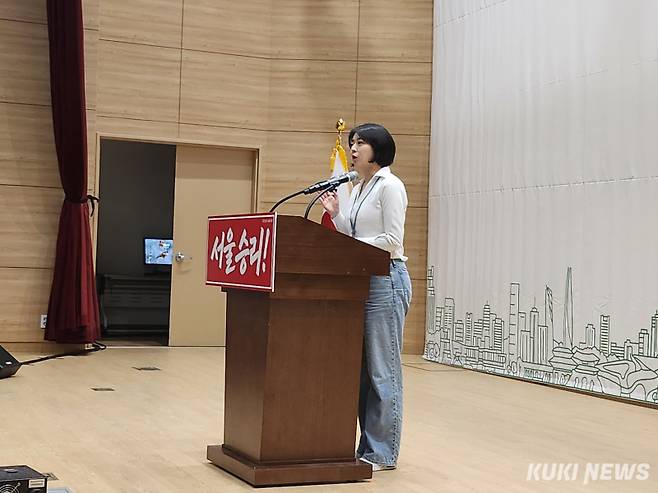 배현진 국민의힘 서울시당위원장이 30일 여의도 국회에서 열린 ‘국민의힘 서울시당 필승 결의 공천자대회’에서 발언하고 있다. 전재훈 기자