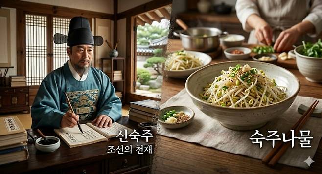 신숙주와 숙주나물. 제미나이 이미지