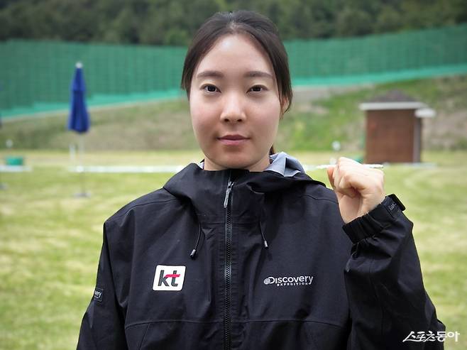 KT 장국희가 29일 창원국제사격장서 제1회 농협은행배 전국사격대회를 앞두고 결의를 다지고 있다. 사진제공｜kt sports