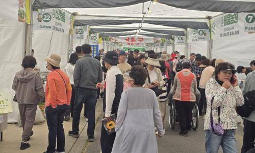◇제8회 홍천 산나물 축제장에 몰린 인파들. 사진=신하림기자