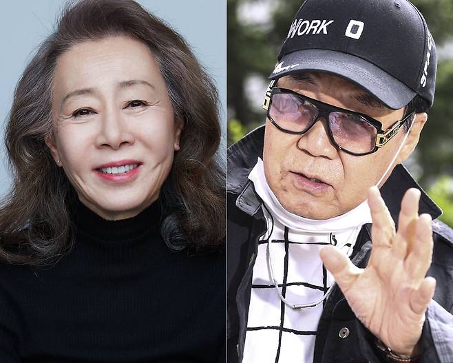 배우 윤여정(왼쪽)과 가수 조영남. /연합뉴스