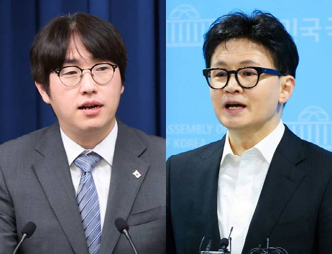 하정우 전 청와대 AI 미래기획수석(왼쪽)과 한동훈 전 국민의힘 대표(사진 = 뉴스1)
