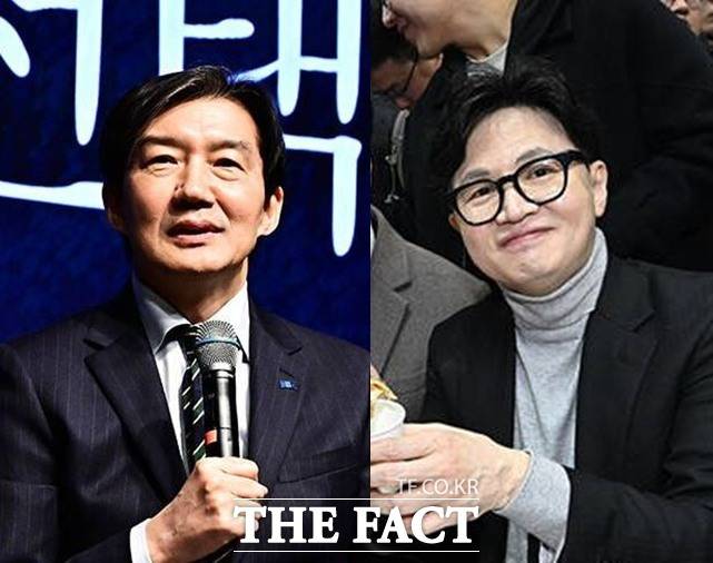6·3 지방선거와 함께 치러지는 국회의원 재보궐선거에서 유력 인사 간 '다자 대결'이 적잖게 벌어진 것으로 예상되면서, 선거를 바라보는 여론의 관심도 커지고 있다. 이번 재보궐선거에선 어떤 후보가 인지도나 당세 열세를 극복하고 이변을 만들어낼 수 있을지 주목된다. 사진은 조국 조국혁신당 대표와 한동훈 전 국민의힘 대표. /배정한·박헌우 기자