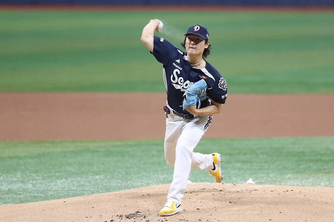 3일 키움전에서 역투하는 곽빈. 사진=두산 베어스