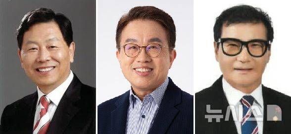 [남원=뉴시스] 제9회 전국동시지방선거 남원시장선거에 출마하는 (가나다순 왼쪽부터) 조국혁신당 강동원 예비후보, 민주당 양충모 예비후보, 무소속 황의돈 예비후보. *재판매 및 DB 금지