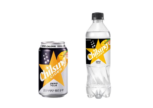 칠성사이다 제로 유자 355ml 캔, 500ml 페트.(롯데칠성음료 제공)