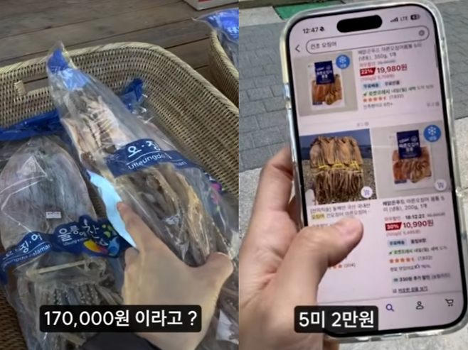 '비계 삼겹살'과 '택시 바가지 요금' 등 끊임없는 논란으로 몸살을 앓고 있는 울릉도가 이번에는 '마른오징어' 가격 논란으로 또다시 도마 위에 올랐다. /사진=유튜브 '물만난고기'