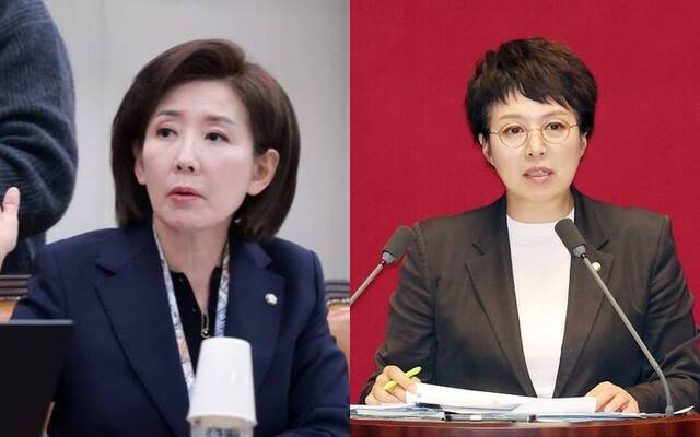 왼쪽부터 국민의힘 나경원 의원, 국민의힘 김은혜 의원. 연합뉴스