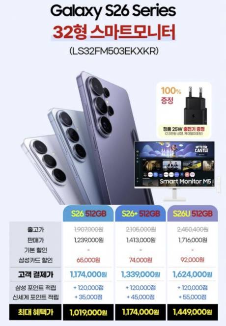 이마트 고래잇페스타에서 진행한 삼성 갤럭시S26 시리즈 할인행사 표./사진=온라인 커뮤니티