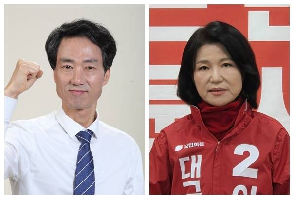 대구 달성 보궐선거에 출마하는 더불어민주당 박형룡(왼쪽) 후보와 국민의힘 이진숙 후보. /사진 각 후보 페이스북 갈무리.