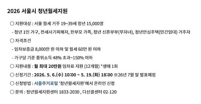 2026 청년월세지원&nbsp;