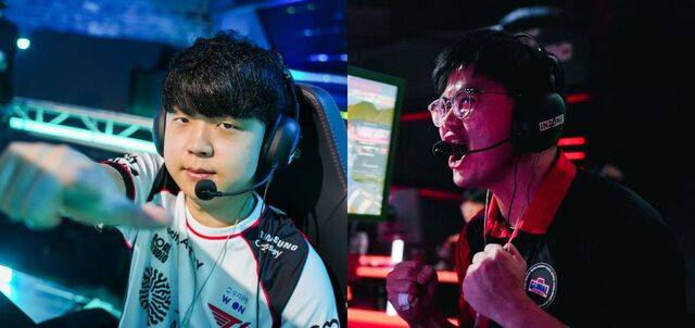 지난 2일 서울 마포구 상암 SOOP 콜로세움에서 열린 2026 발로란트 챔피언스 투어(VCT) 퍼시픽 스테이지 1 그룹 스테이지 경기에 출전한 선수들의 모습. 조별 예선을 조 1위로 통과한 한국 프로게임단 T1(왼쪽)과 승리 후 포효하는 인도 팀 글로벌 e스포츠 소속 선수. 라이엇 게임즈 제공
