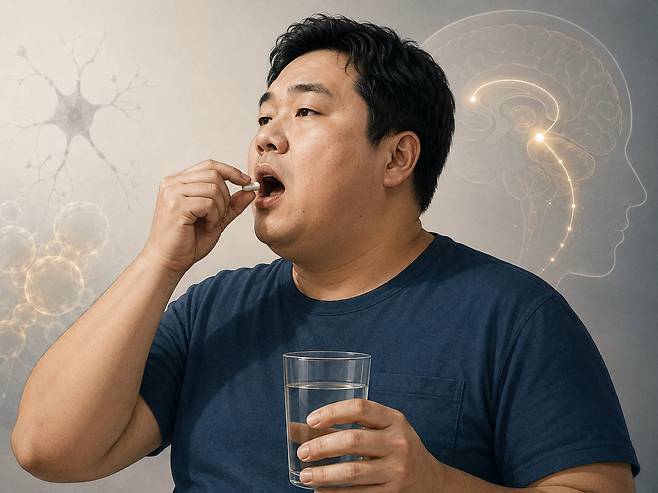차세대 비만 치료제로 주목받는 ‘먹는 비만약’이 단순히 포만감을 높이는 데 그치지 않고, 달고 기름진 음식을 계속 찾게 만드는 뇌 보상회로까지 조절할 수 있다는 연구 결과가 나왔다./챗GPT 생성