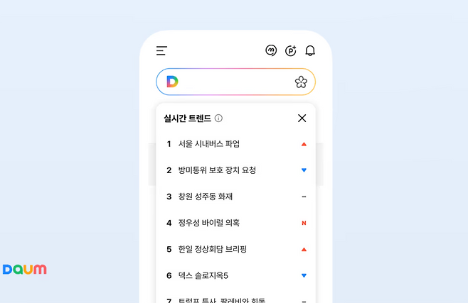 다음의 새 기능 ‘실시간 트렌드’ 소개 이미지 [AXZ 홈페이지 등록 공식 사진]