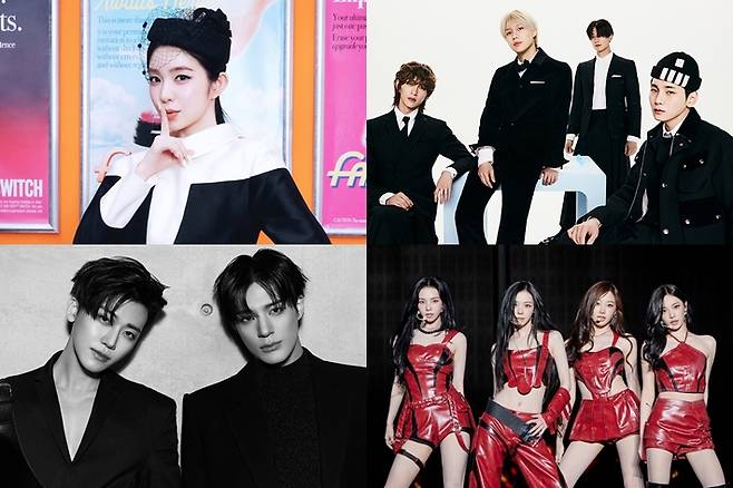 왼쪽부터 시계 방향으로 레드벨벳 아이린, 샤이니, 에스파, NCT 제노재민. SM엔터테인먼트 제공