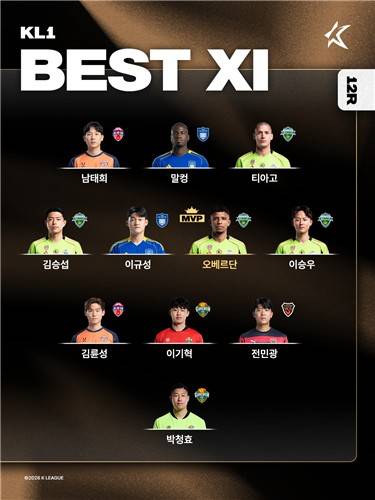 2026 K리그1 12라운드 베스트11. [한국프로축구연맹 제공. 재판매 및 DB 금지]