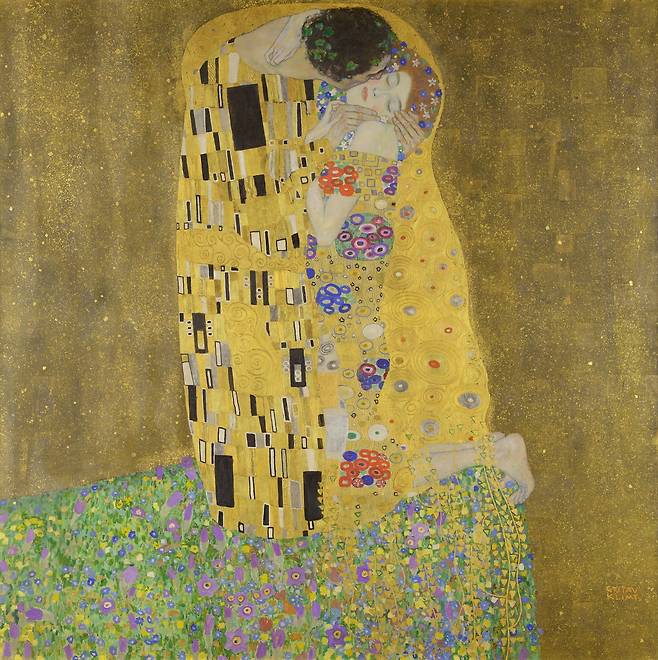 구스타프 클림트, 입맞춤, 1907~1908, 캔버스에 유채, 180x180cm, 벨베데레 [Google Art Project / commons.wikimedia.org]