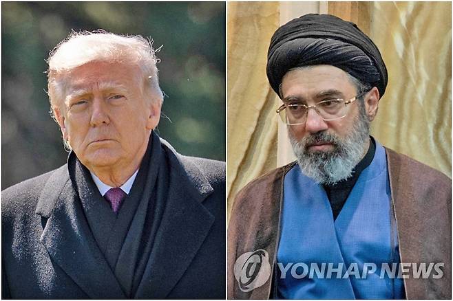 트럼프 미국 대통령과 모즈타바 하메네이 이란 최고지도자 [UPI·로이터 연합뉴스 자료사진. 재판매 및 DB 금지]