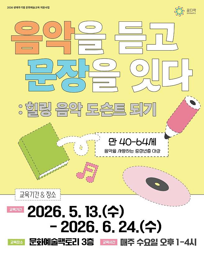 ‘음악을 듣고 문장을 잇다: 힐링 음악 도슨트 되기’ 홍보 이미지. /포항문화재단 제공