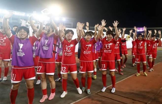 17일 한국에 입국할 예정인 북한 내고향여자축구단 선수들. AFC 홈페이지