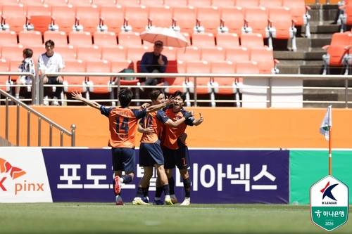 골 세리머니 하는 제주 박창준(맨 오른쪽). [한국프로축구연맹 제공. 재판매 및 DB 금지]