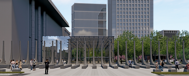 Rendered image of Garden of Gratitude at Gwanghwamun Square (Seoul Metropolitan Government)