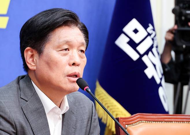조승래 총괄선대본부장 기자 간담회 [연합뉴스]