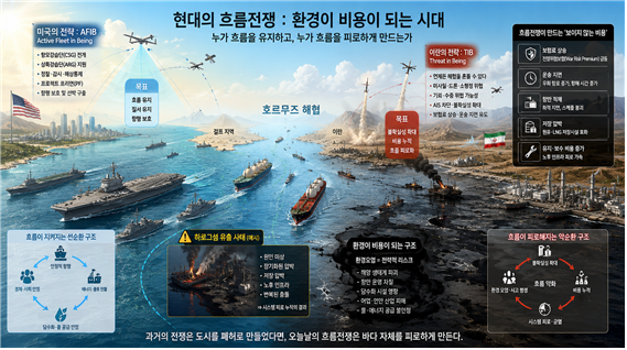 호르무즈에서 대치구조가 환경비용으로 전환되는 것에 대한 상상도. 김태준 한반도안보문제연구소장 AI 그림