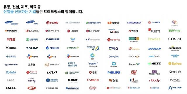 트레드링스 고객사 현황. 트레드링스 제공