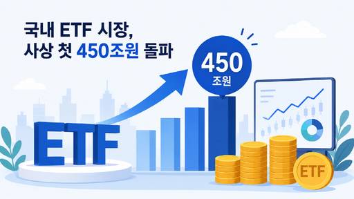 ChatGPT로 생성한 '국내 상장지수펀드(ETF) 시장 순자산 450조원 돌파' 관련 이미지.
