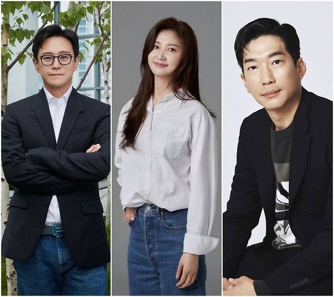 (왼쪽부터)한성수 플레디스 엔터테인먼트 마스터 프로페셔널, 신선정 빅히트뮤직 대표이사, 소성진 쏘스뮤직 마스터 프로페셔널. 하이브 제공
