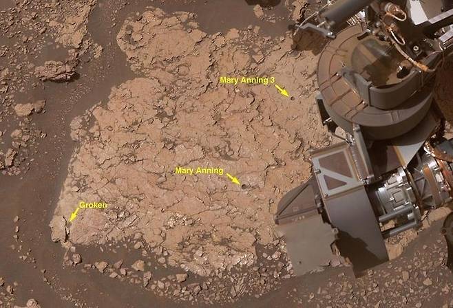 화성 탐사로버 '큐리오시티'가 점토 광물 샘플을 채취한 위치 / NASA/JPL-Caltech/MSSS