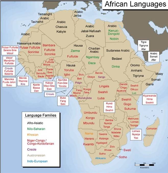 아프리카 고유 언어 지도 [Exploring Africa 캡처. 재판매 및 DB 금지]