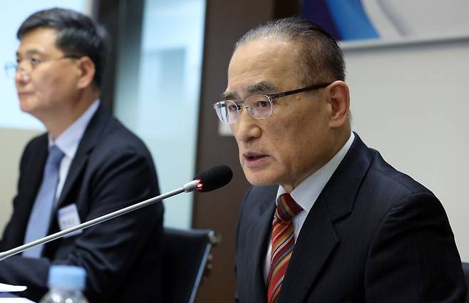 위성락 국가안보실장이 13일 오후 서울 중구 한국프레스센터에서 열린 편집인협회 초청 간담회에 참석해 발언을 하고 있다. 뉴시스