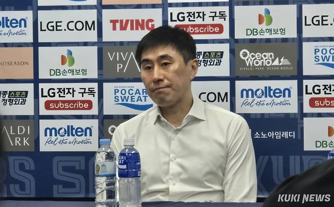 이상민 KCC 감독이 13일 고양소노아레나에서 챔피언결정전 5차전 경기 전 기자회견에 임하고 있다. 김영건 기자