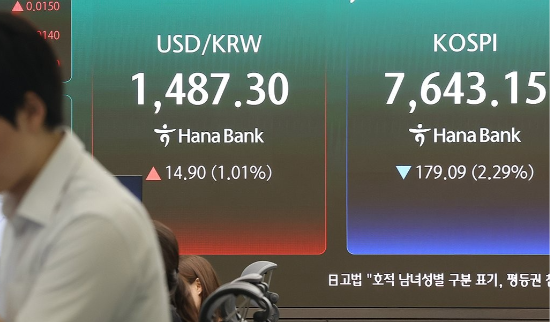 12일 서울 중구 하나은행 딜링룸 현황판. (사진=연합뉴스)