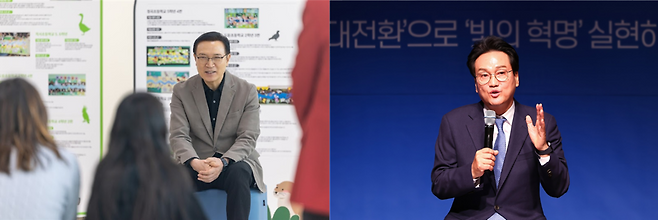 ▲&nbsp;임태희 경기도교육감 예비후보(왼쪽)와 안민석 경기도교육감 예비후보. /사진제공=각 캠프