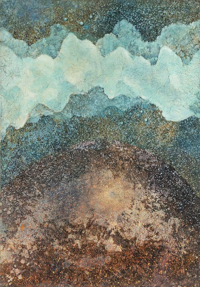 별들의 노래, 1987, 한지 배접 캔버스에 먹, 아크릴릭 물감, 유화 물감, 116 × 81 cm, 방혜자 재단, 사진 © 장루이 로지