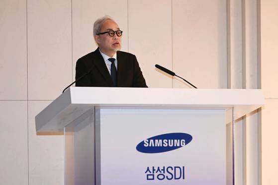 Samsung SDI CEO Choi Joo-sun speaks at the company's 56th regular shareholder meeting in southern Seoul on March 18. [SAMSUNG SDI]
