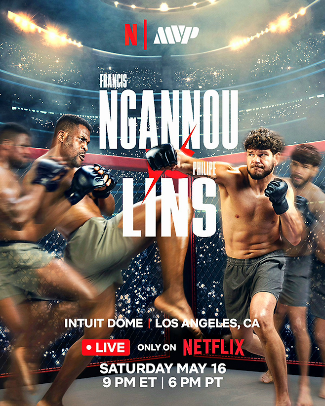 UFC 헤비급 챔피언 프랑시스 자비에 응아누가 ‘넷플릭스’ 첫 종합격투기 생방송대회 MVP MMA 1에서 PFL 헤비급 토너먼트 우승자 루이스 필리피 링스 피멘테우를 상대한다. MVP MMA 1은 5월17일 오전 10시부터 생중계된다. 사진=Tudum/Most Valuable Promotions