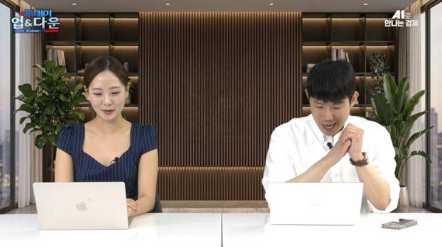 [15일 방송된 '투데이 업앤다운' 이명화 아나운서(좌), 박상우 기자(우)]