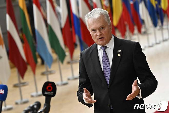 브뤼셀 EU 본부에서 기타나스 나우세다 리투아니아 대통령이 기자회견에 임하고 있다. 2023.06.29/ ⓒ AFP=뉴스1