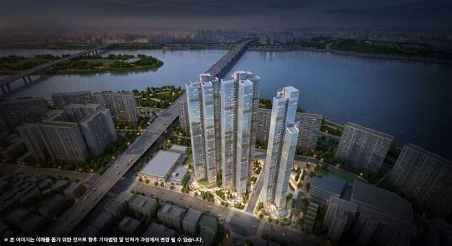 준주거지역 종 상향을 통해 재건축 추진을 본격화하는 서울 용산구 이촌동 이촌1구역 조감도. 서울시 제공