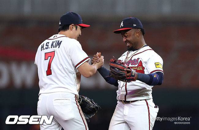 [사진] 애틀랜타 브레이브스 김하성과 아지 알비스. ⓒGettyimages(무단전재 및 재배포 금지)