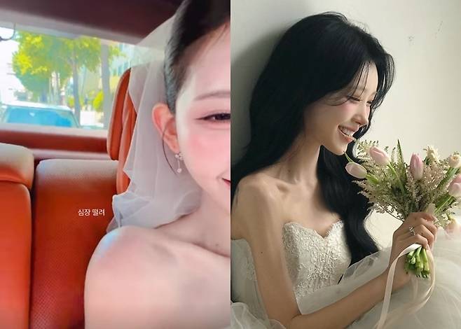 최준희가 결혼식 당일 게재한 사진(왼), 최근 게재된 최준희의 웨딩 화보(오). 사진|최준희 SNS
