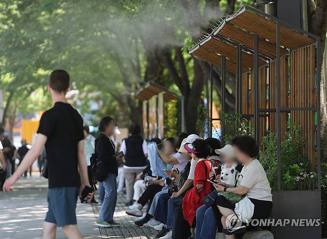 여름같은 더위 (서울=연합뉴스) 박동주 기자 = 서울 낮 기온이 31도까지 오르는 등 전국 곳곳에서 여름처럼 더운 날씨를 보인 14일 서울 성동구 서울숲에서 시민들이 더위를 식히고 있다. 2026.5.14 pdj6635@yna.co.kr